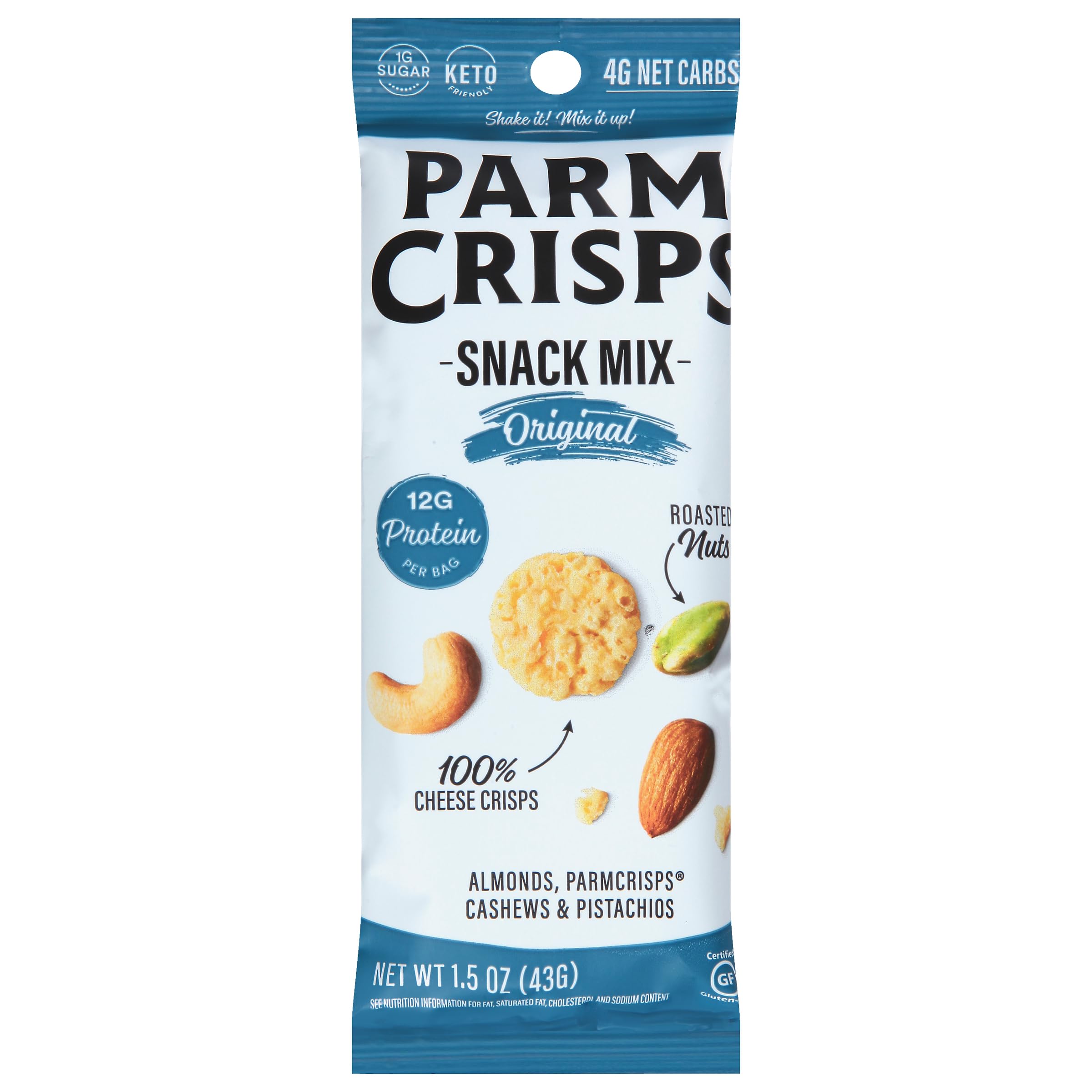 Product image of ParmCrisps Snack Mix Original Cheese High-Protein Low Carb Gluten Free Low Sugar Cheese Crisps Almonds